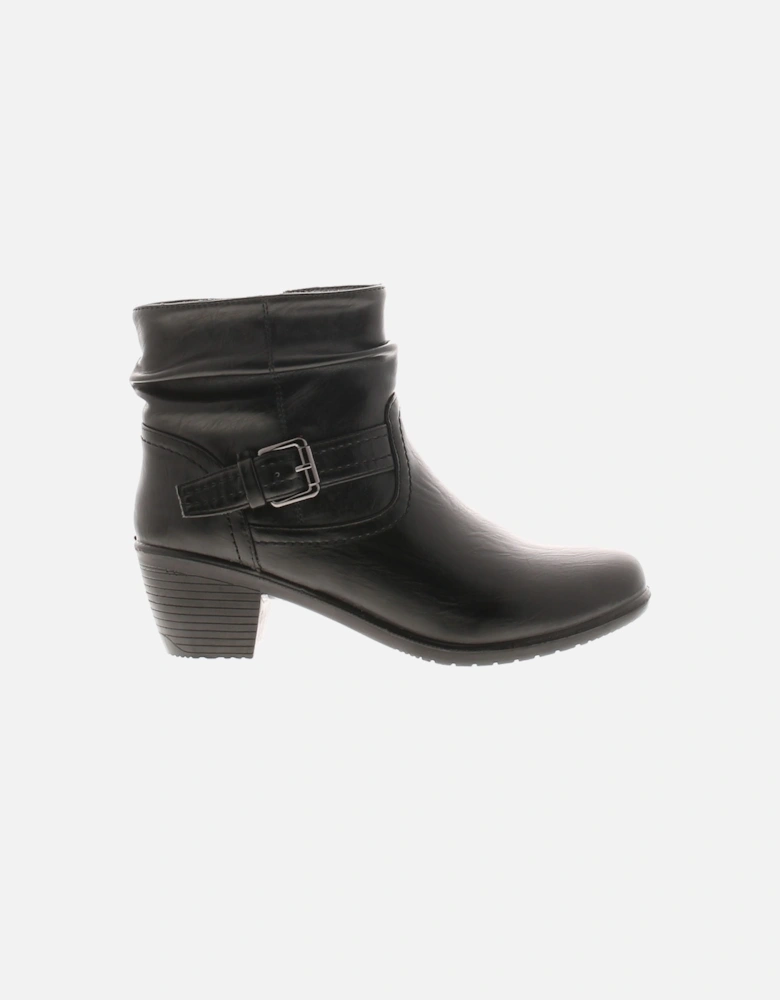 Womens Ankle Boots Heels Pinch Zip black UK Size