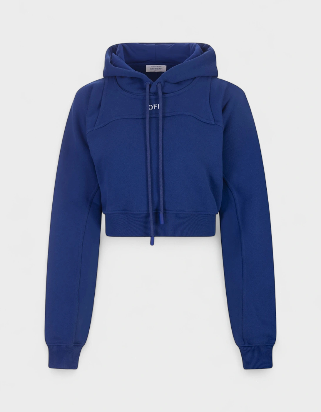 Women's Off-White Off Stamp Round Crop Hoodie Blue - Size: 12