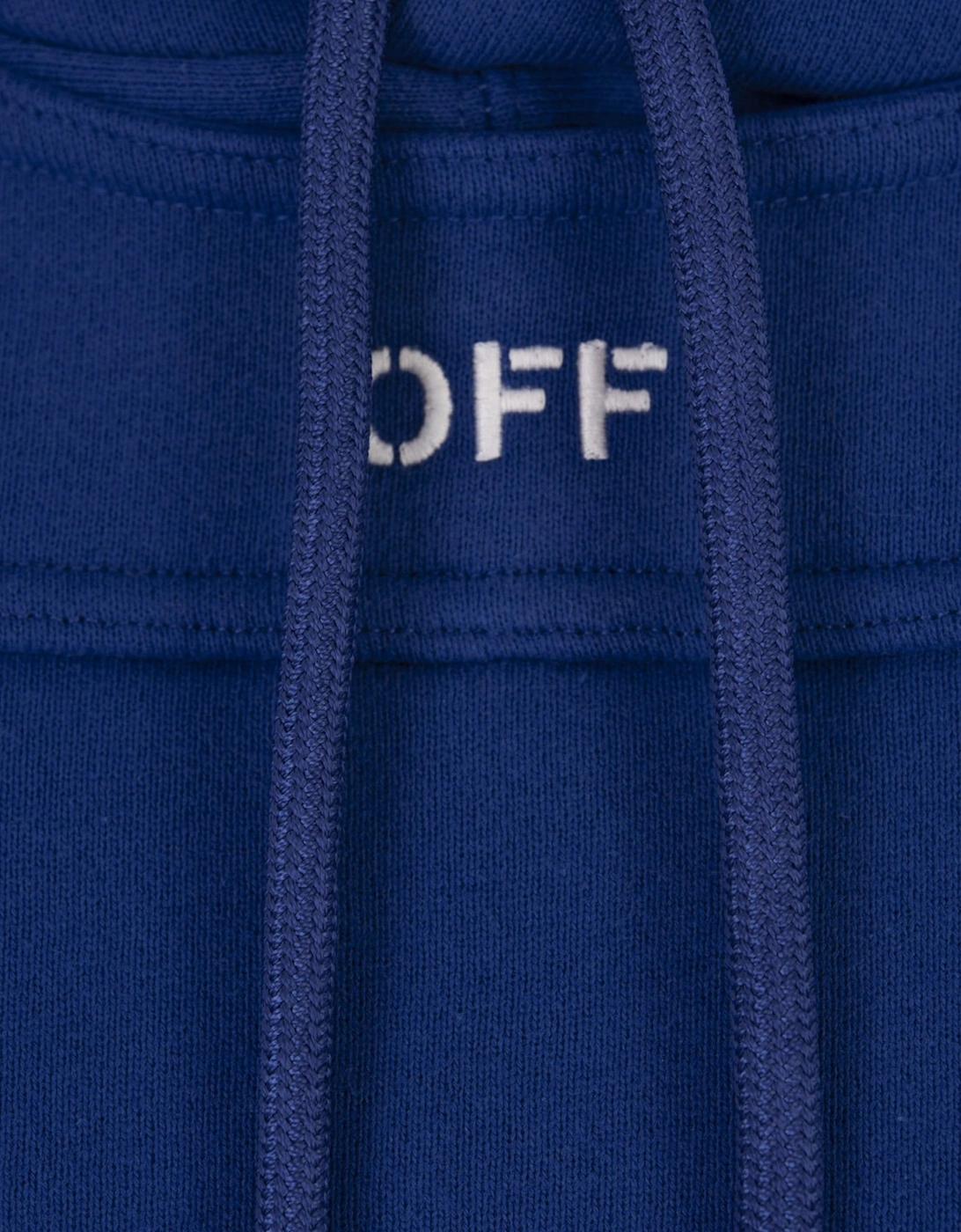 Off Stamp Round Crop Hoodie Blue