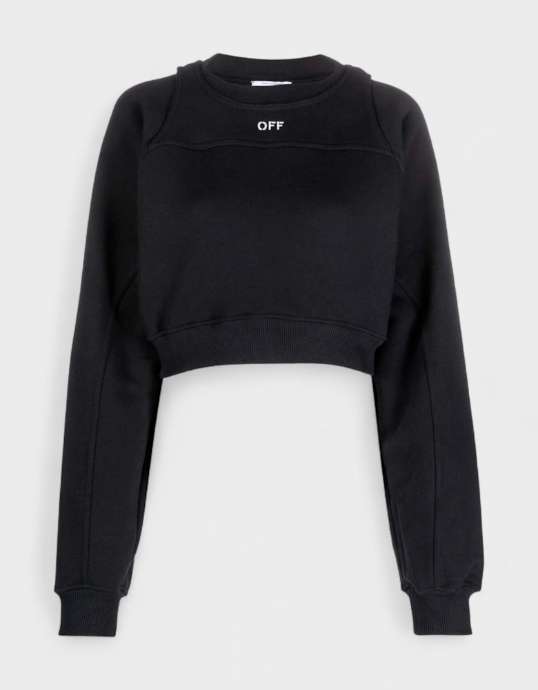 Off Stamp Round Crop Crewneck Black White