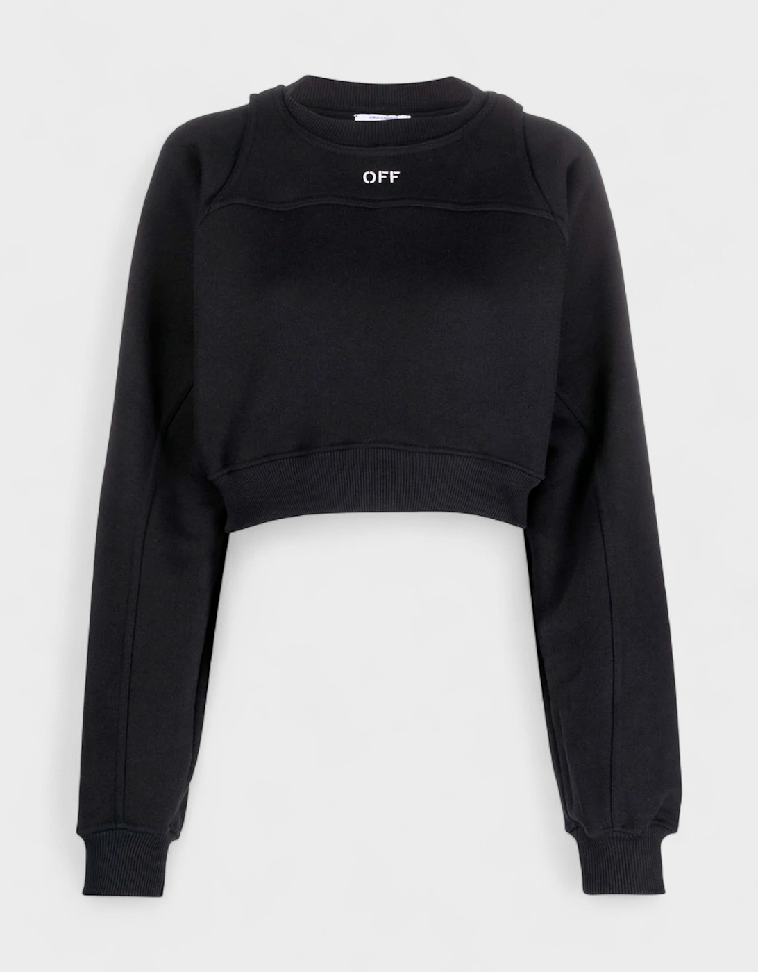 Off-White Women's Black Off Stamp Round Crop Crewneck White  M