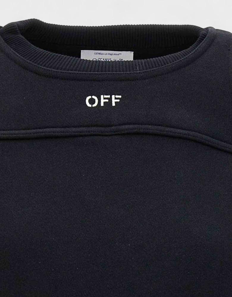 Off Stamp Round Crop Crewneck Black White