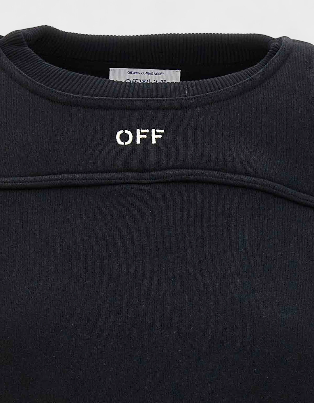 Off Stamp Round Crop Crewneck Black White