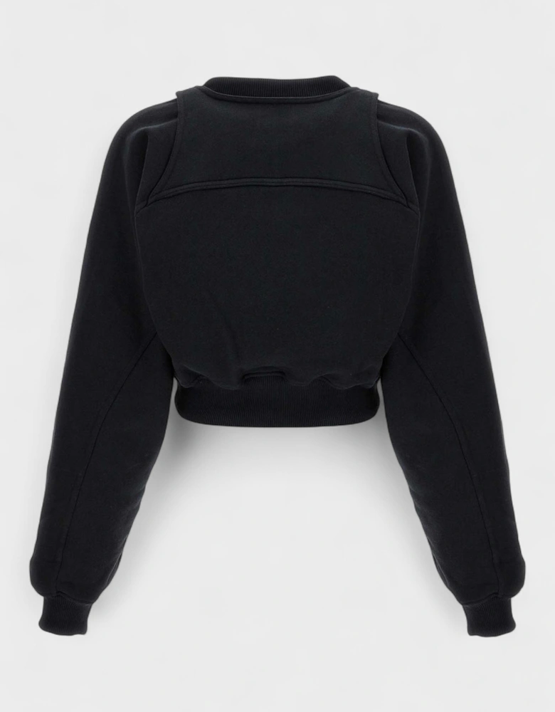 Off Stamp Round Crop Crewneck Black White