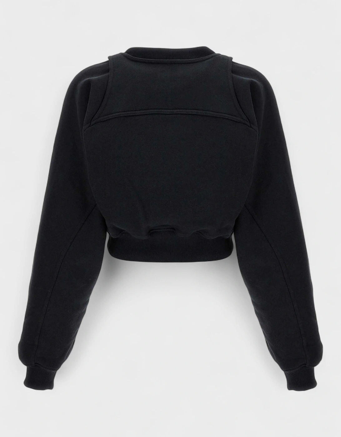 Off Stamp Round Crop Crewneck Black White