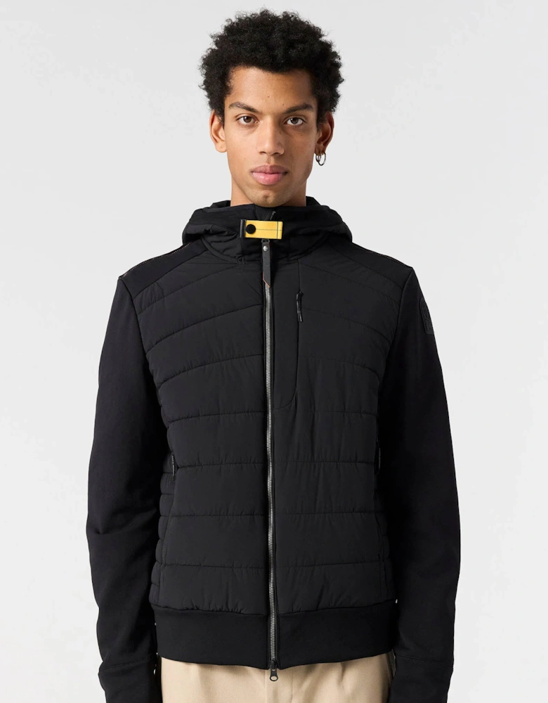 Manfred Mens Fleece/Nylon Hooded Jacket - Black 541