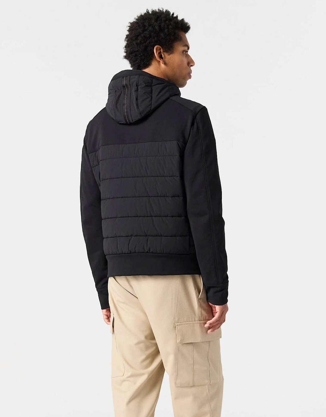 Manfred Mens Fleece/Nylon Hooded Jacket - Black 541