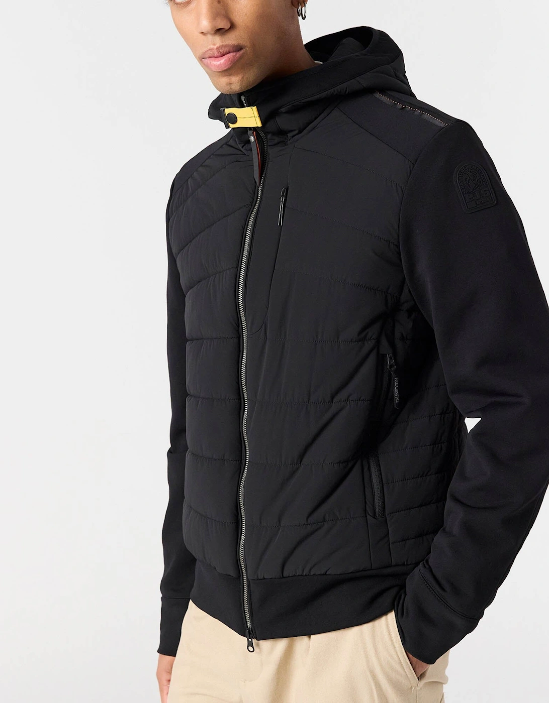 Manfred Mens Fleece/Nylon Hooded Jacket - Black 541