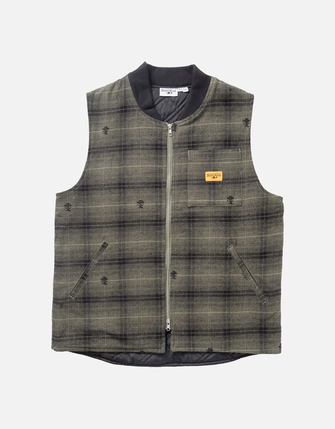 Men's Service Works Thistle Plaid Work Vest - Green - Size: 38/Regular