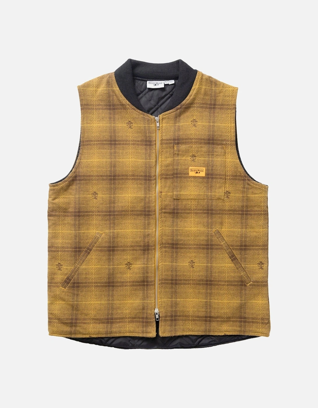 Men's Service Works Thistle Plaid Work Vest - Yellow - Size: Regular/36