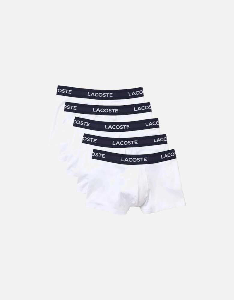5-Pack Casual Boxer Trunks, White