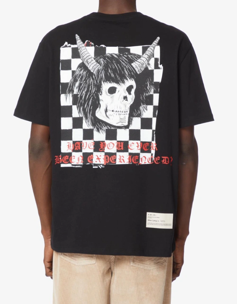 Wes Lang Checker Skull T-Shirt in Black