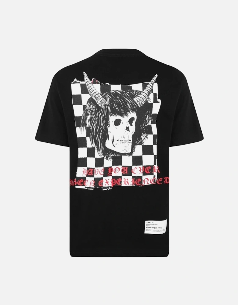 Wes Lang Checker Skull T-Shirt in Black