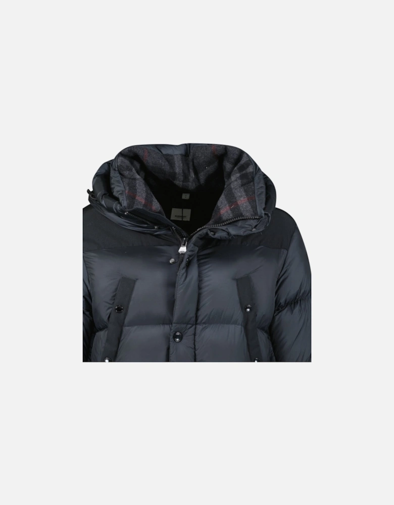 Burberry 'Lindford' Check Down Puffer Jacket Charcoal Grey