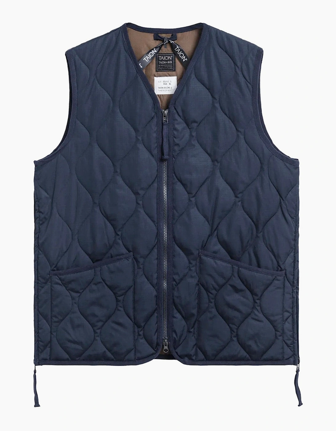 TAION Military V Neck Ripstop Down Vest - Navy - Size: X-LARGE