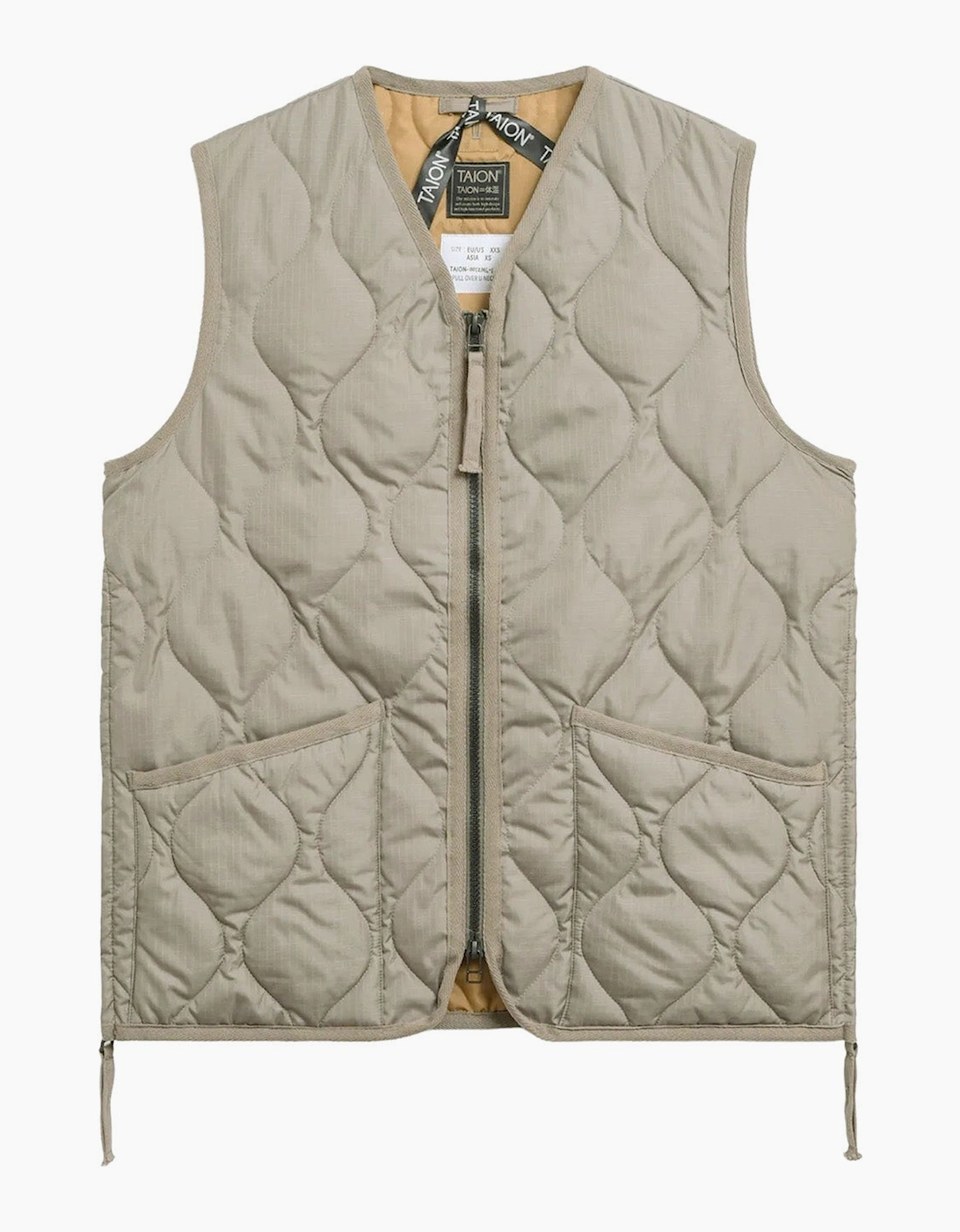 Taion TAION Military V Neck Ripstop Down Vest - Tan