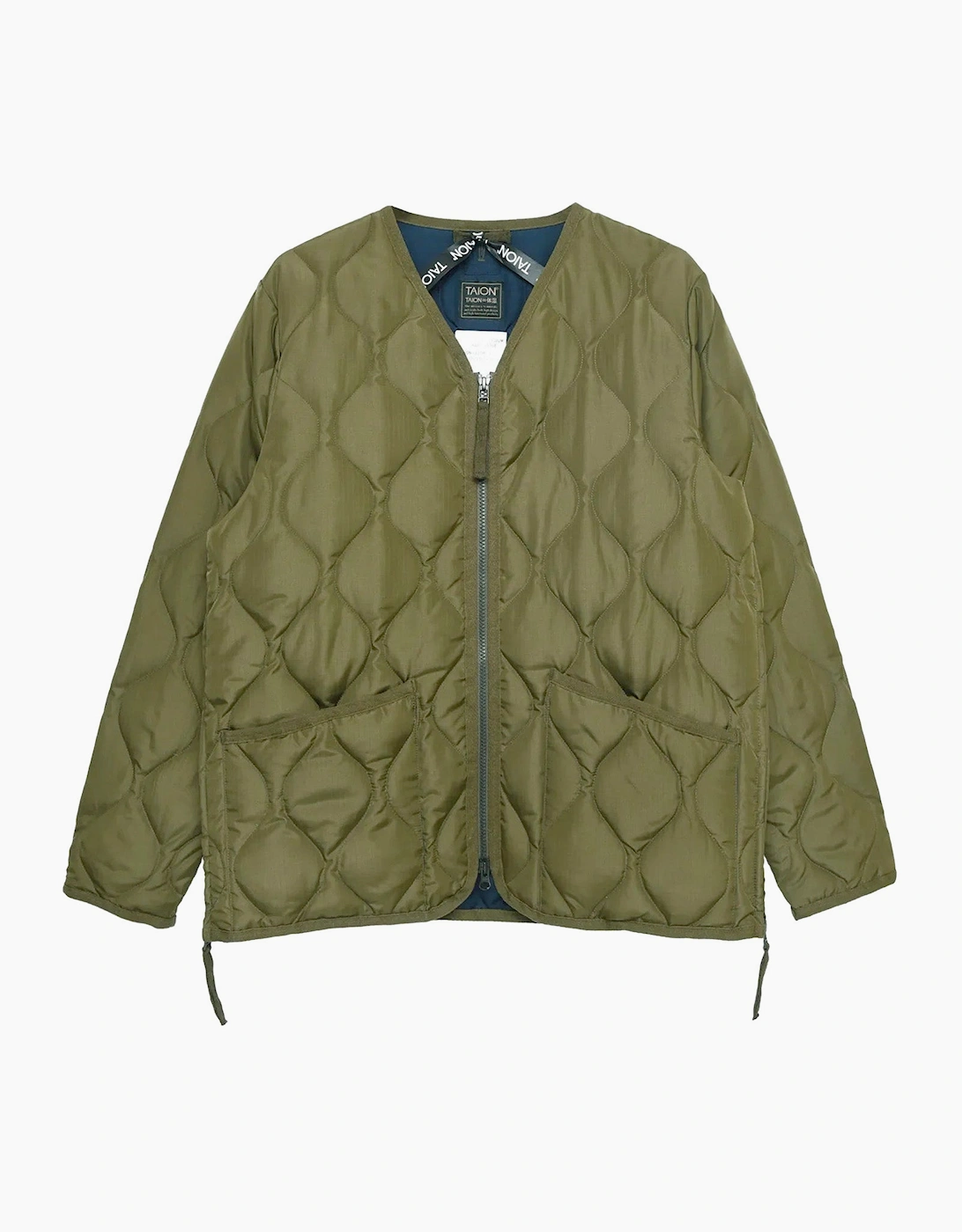 Taion Men's Green Military V Neck Ripstop Down Jacket - Size: Regular/40