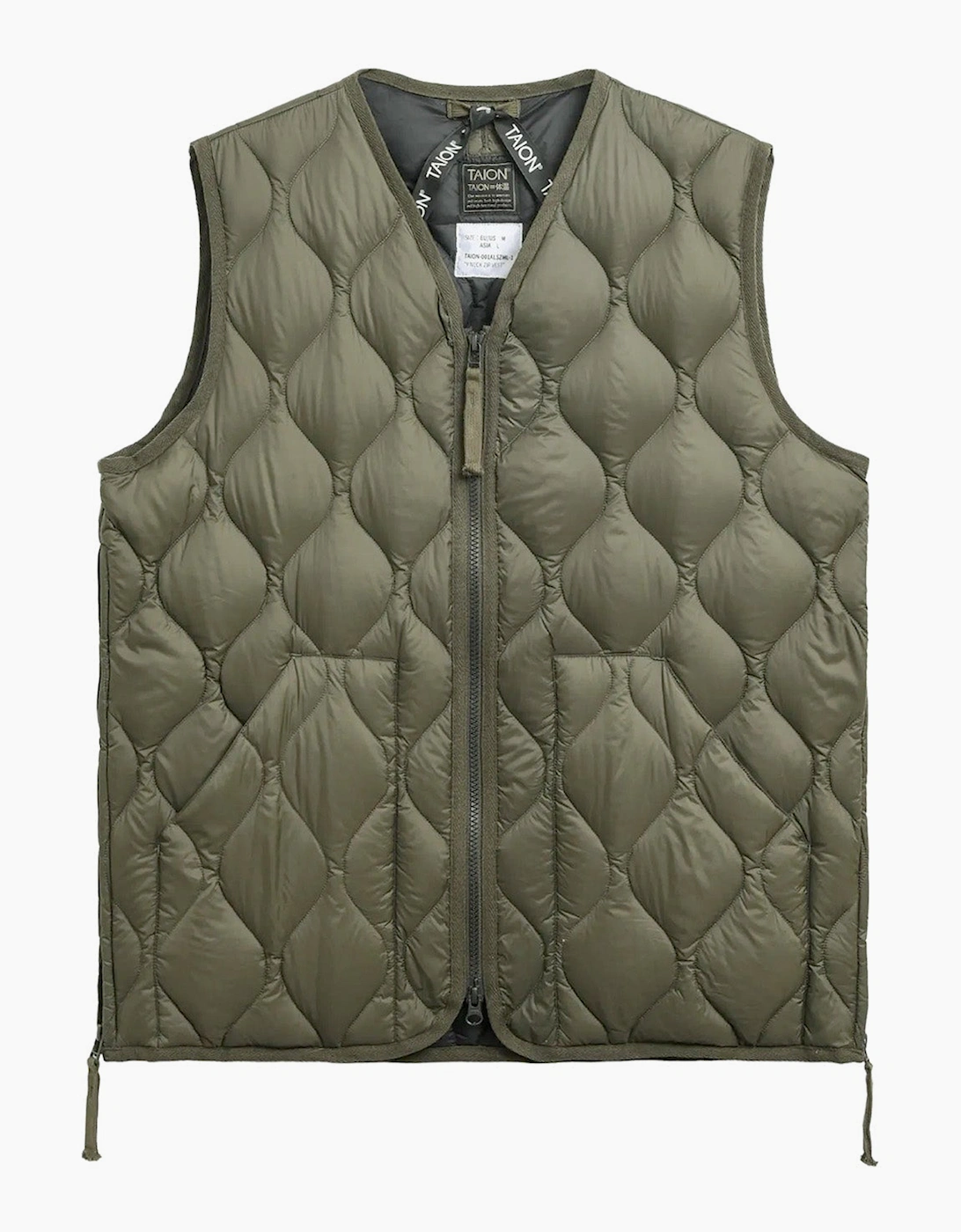 Taion TAION Military V Neck Soft Shell Down Vest - Green