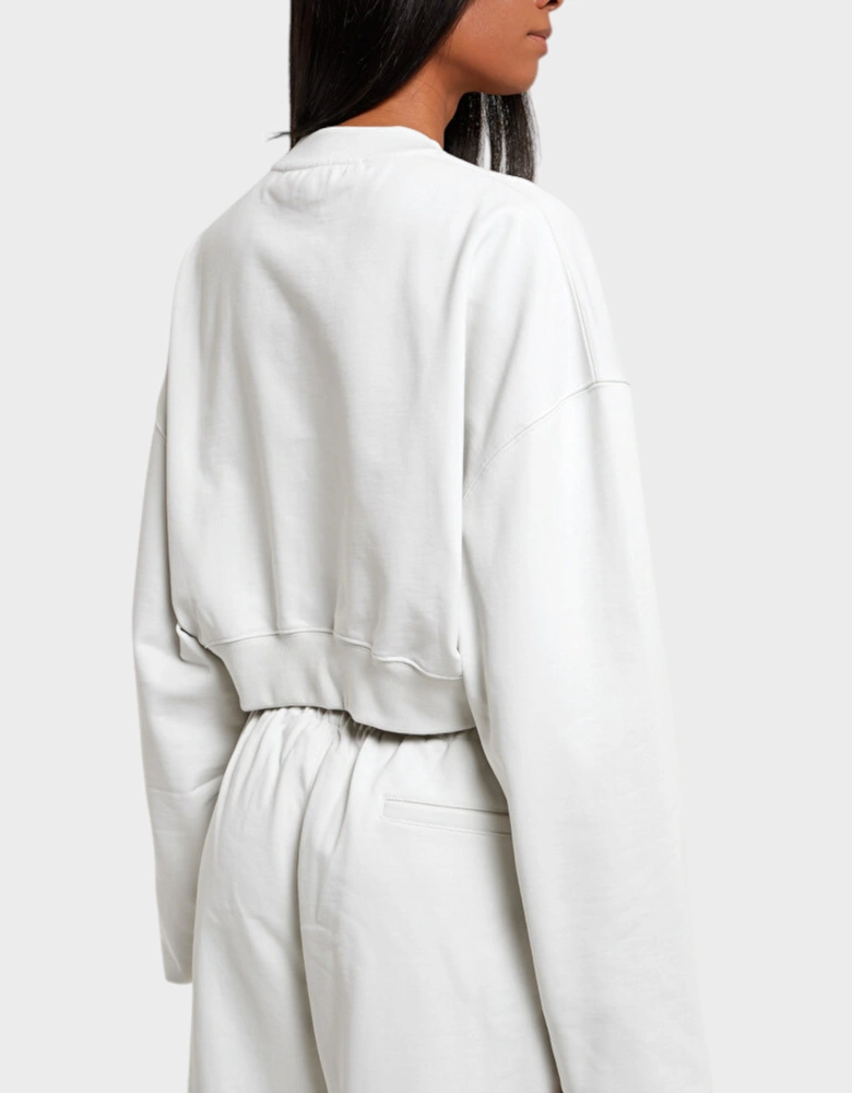 For All Helv Cropped Over Crewneck White