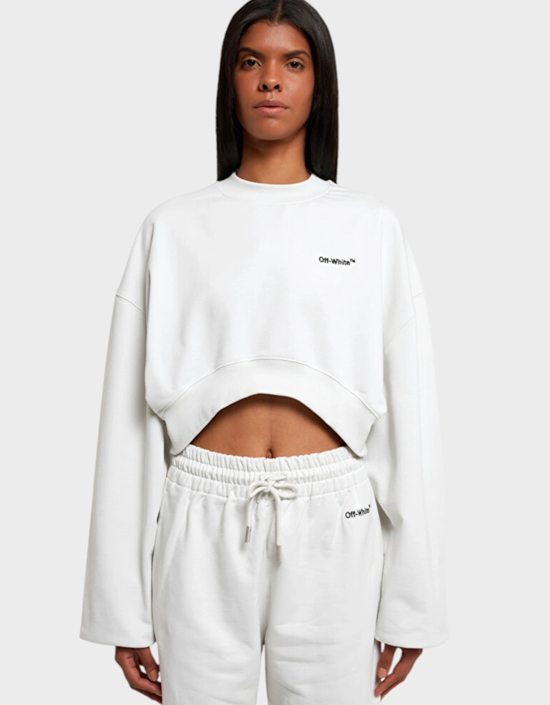 For All Helv Cropped Over Crewneck White