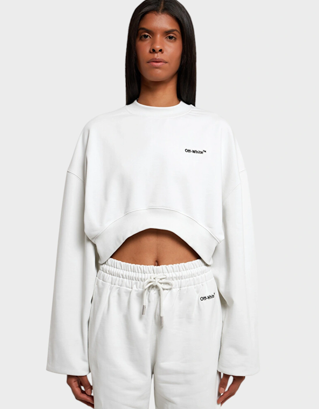 For All Helv Cropped Over Crewneck White