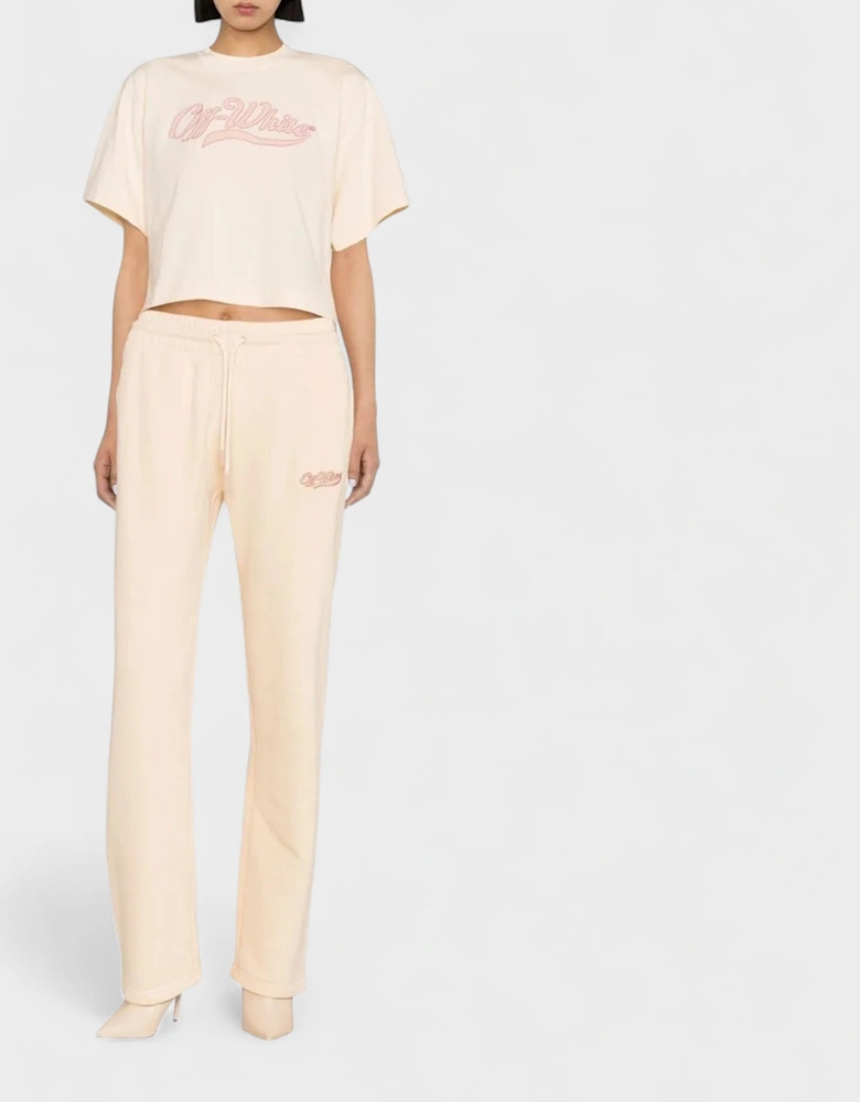 Embroidered Baseball Logo Tapered Sweatpants Nude