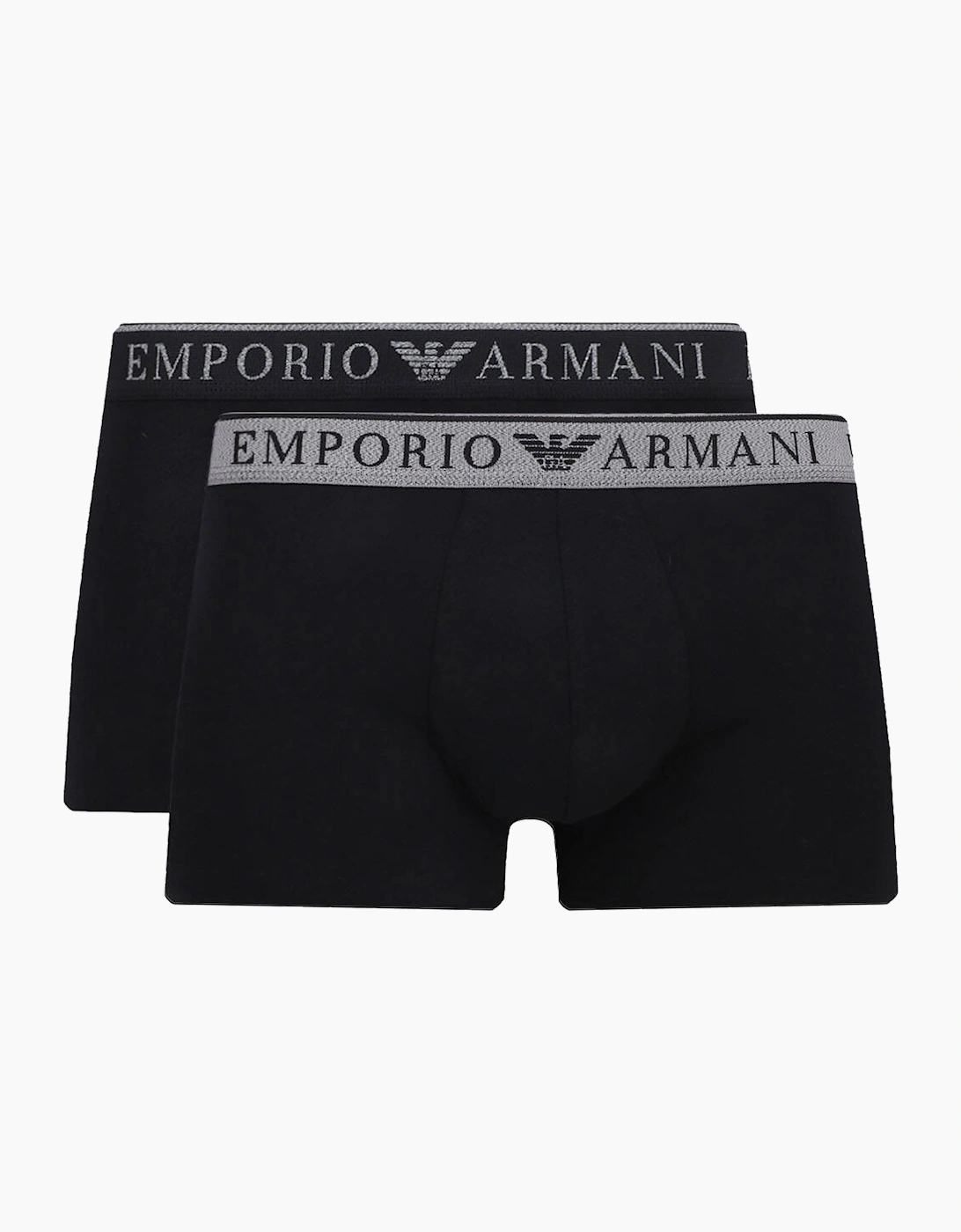 Emporio Armani Men's Black Stretch Cotton Endurance Logo 2 Pack Trunks - : 33/32/32 M