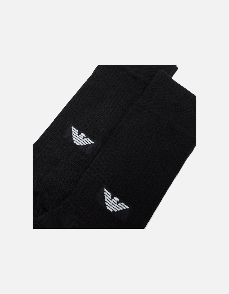 2 Pack Eagle Ribbed Socks Black