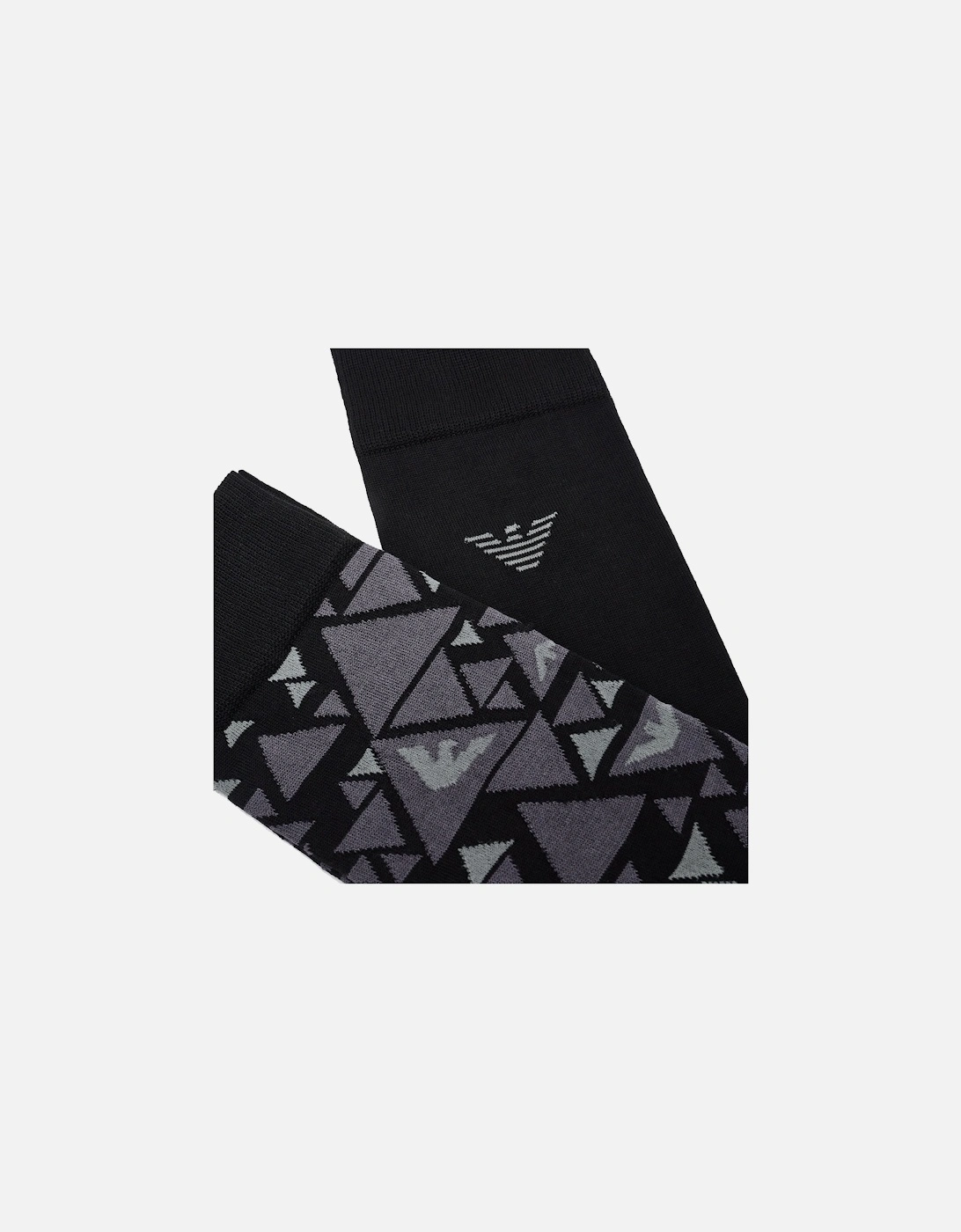 2 Pack All Over Graphic Socks Black