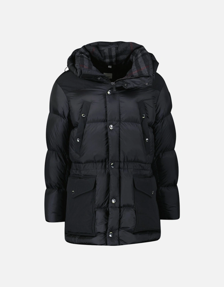Burberry 'Lindford' Check Down Puffer Jacket Black