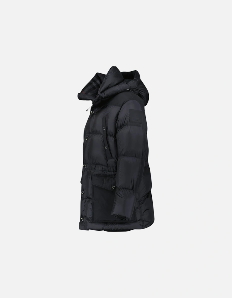 Burberry 'Lindford' Check Down Puffer Jacket Black