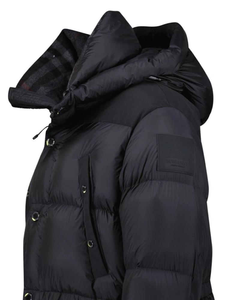Burberry 'Lindford' Check Down Puffer Jacket Black