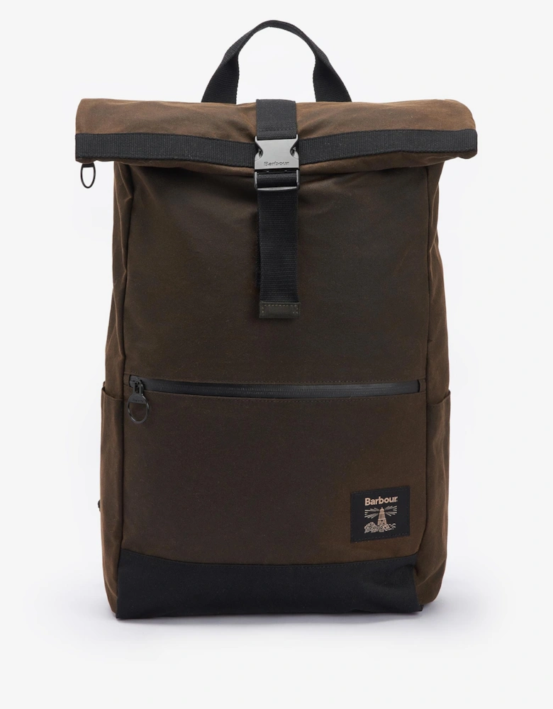 Field Unisex Wax Fold Over Top Backpack - Olive Black