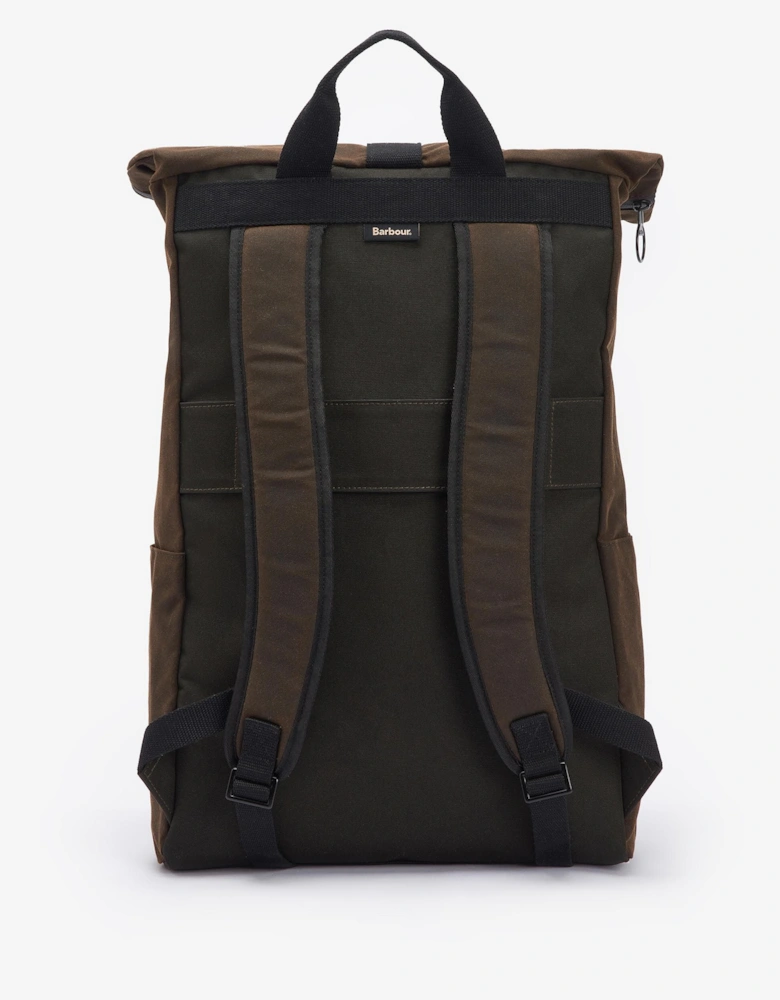 Field Unisex Wax Fold Over Top Backpack - Olive Black