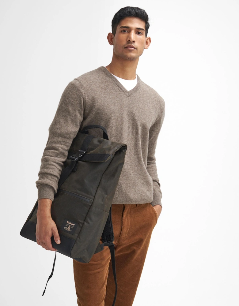 Field Unisex Wax Fold Over Top Backpack - Olive Black