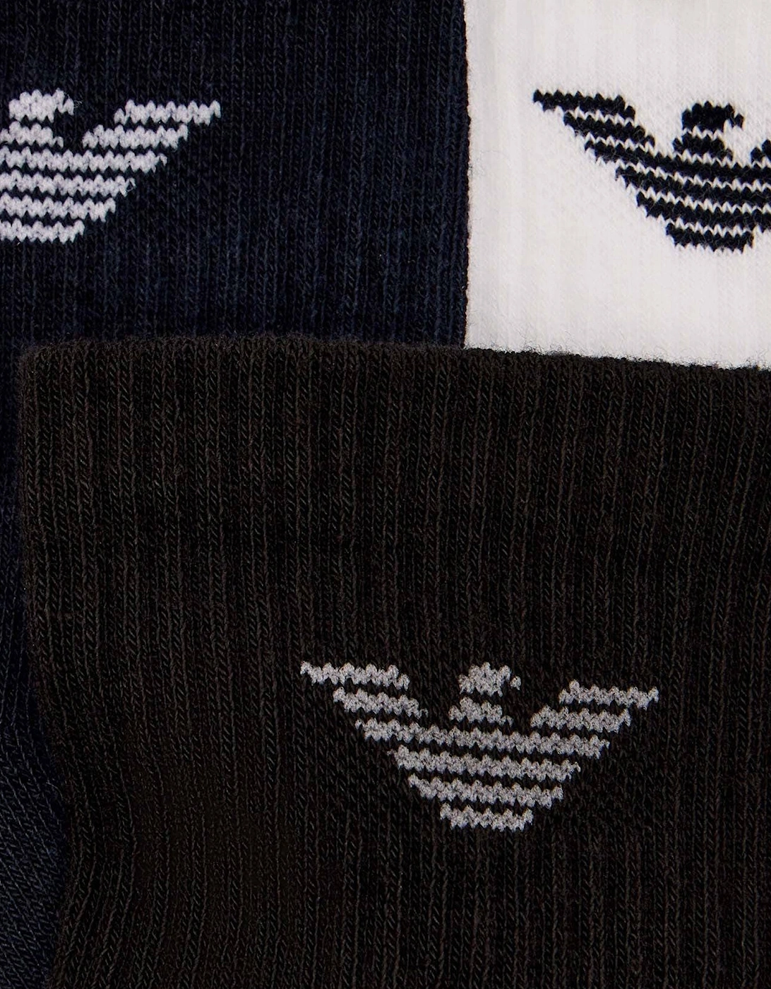3 Pack Ribbed Eagle Logo Socks Black/White/Navy