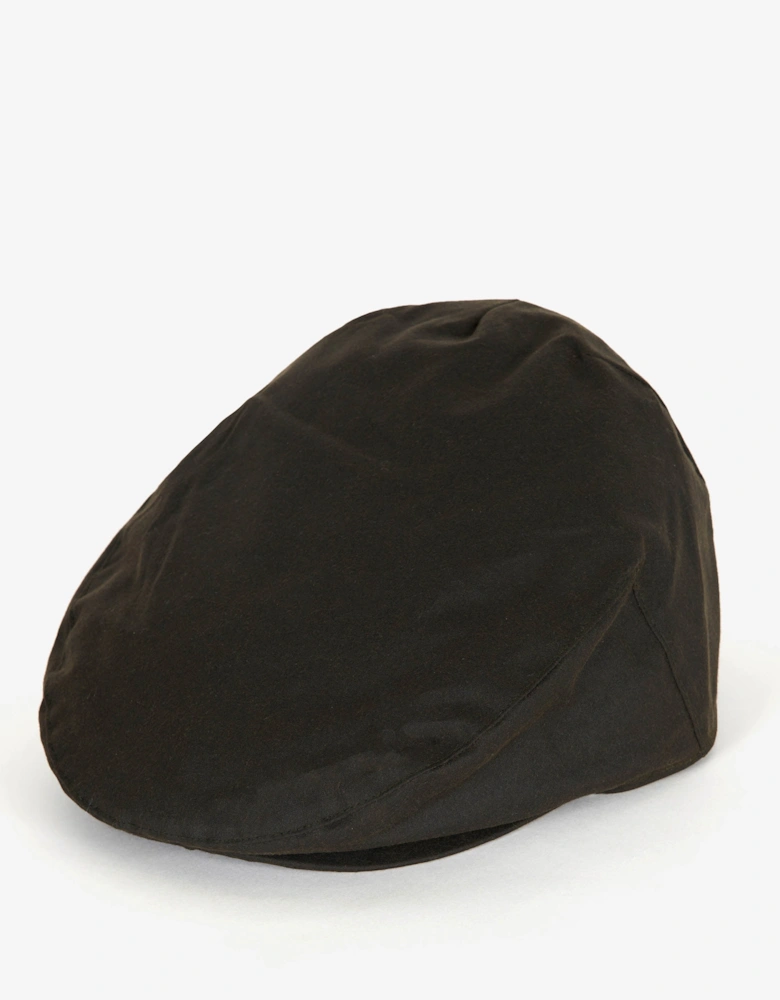 Mens Wax Flat Cap - Olive