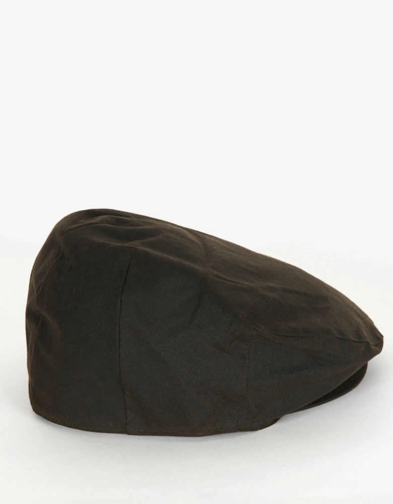 Mens Wax Flat Cap - Olive