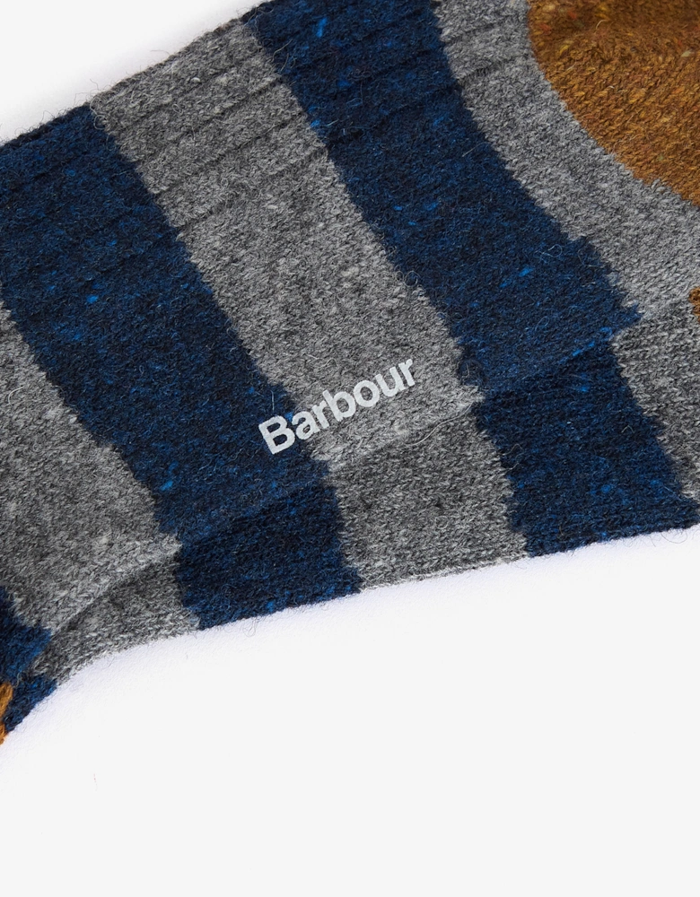 Houghton Stripe Mens Socks - Asphalt/Navy