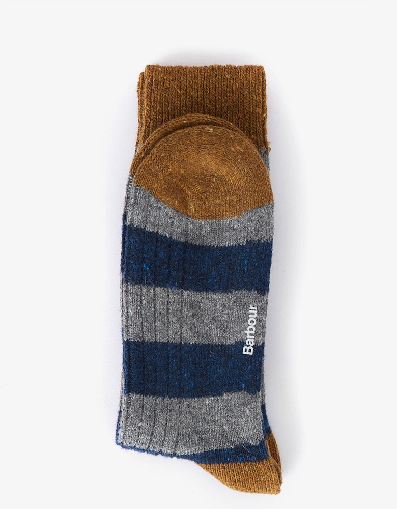 Houghton Stripe Mens Socks - Asphalt/Navy