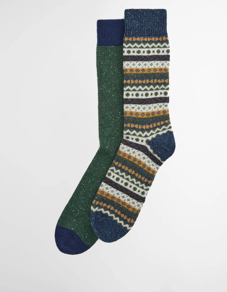 Mens Fair Isle Socks 2 Pack - Classic Mix