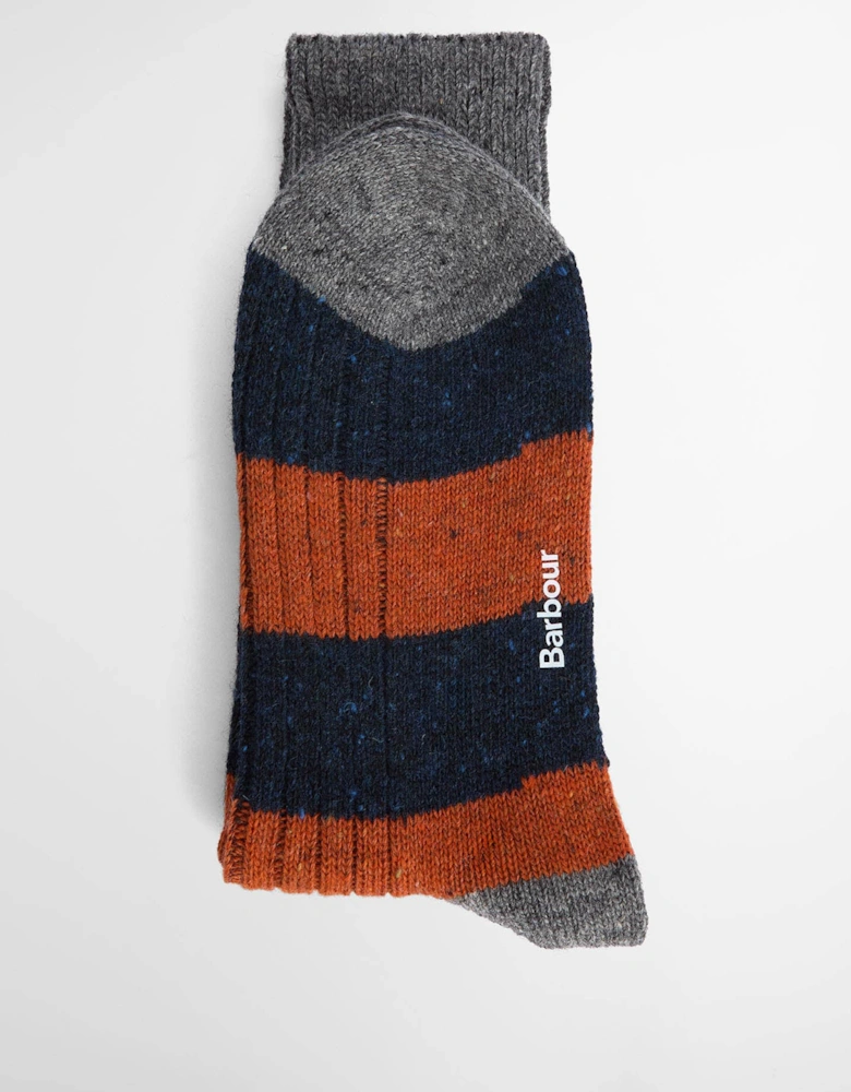 Houghton Stripe Mens Socks - Blue Stone