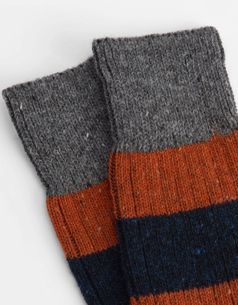 Houghton Stripe Mens Socks - Blue Stone