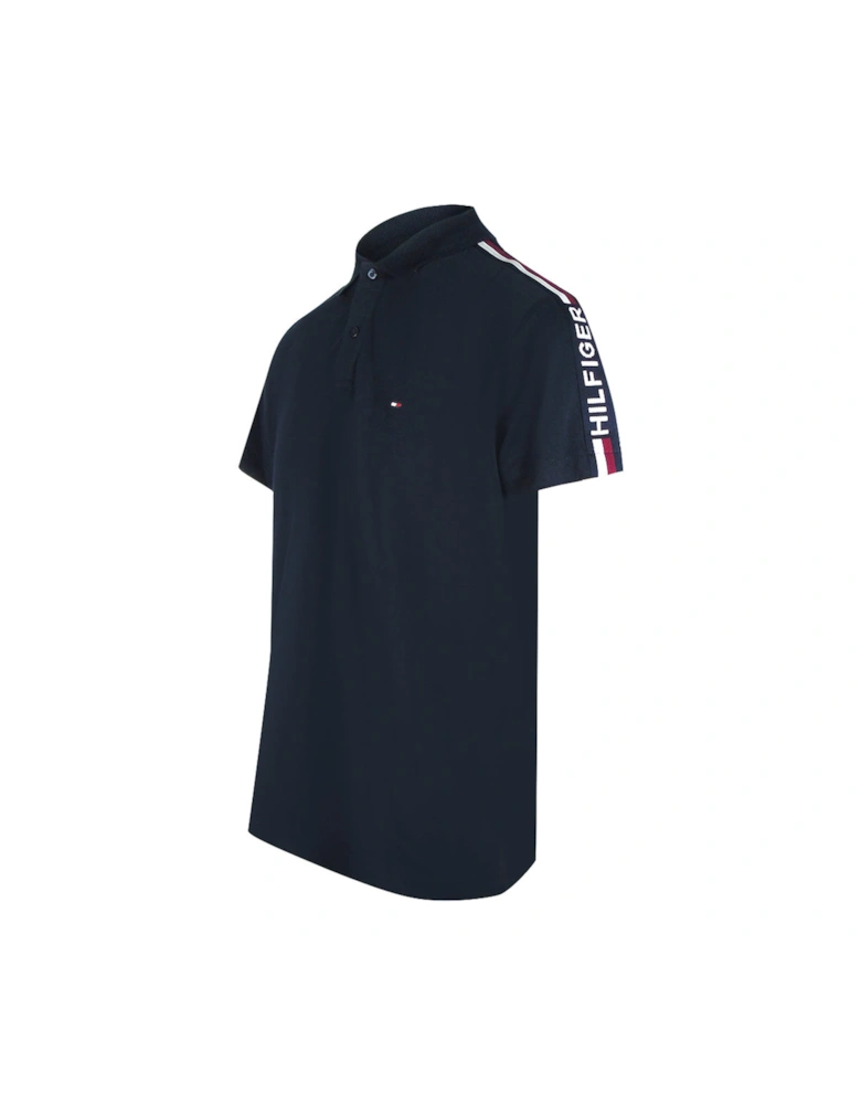 Taped Sleeve Navy Blue Polo Shirt