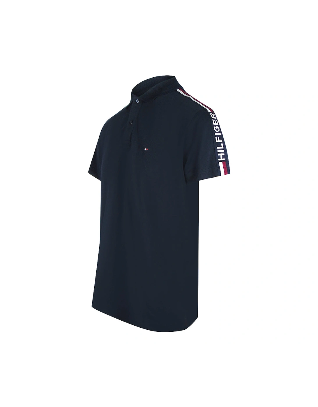 Taped Sleeve Navy Blue Polo Shirt