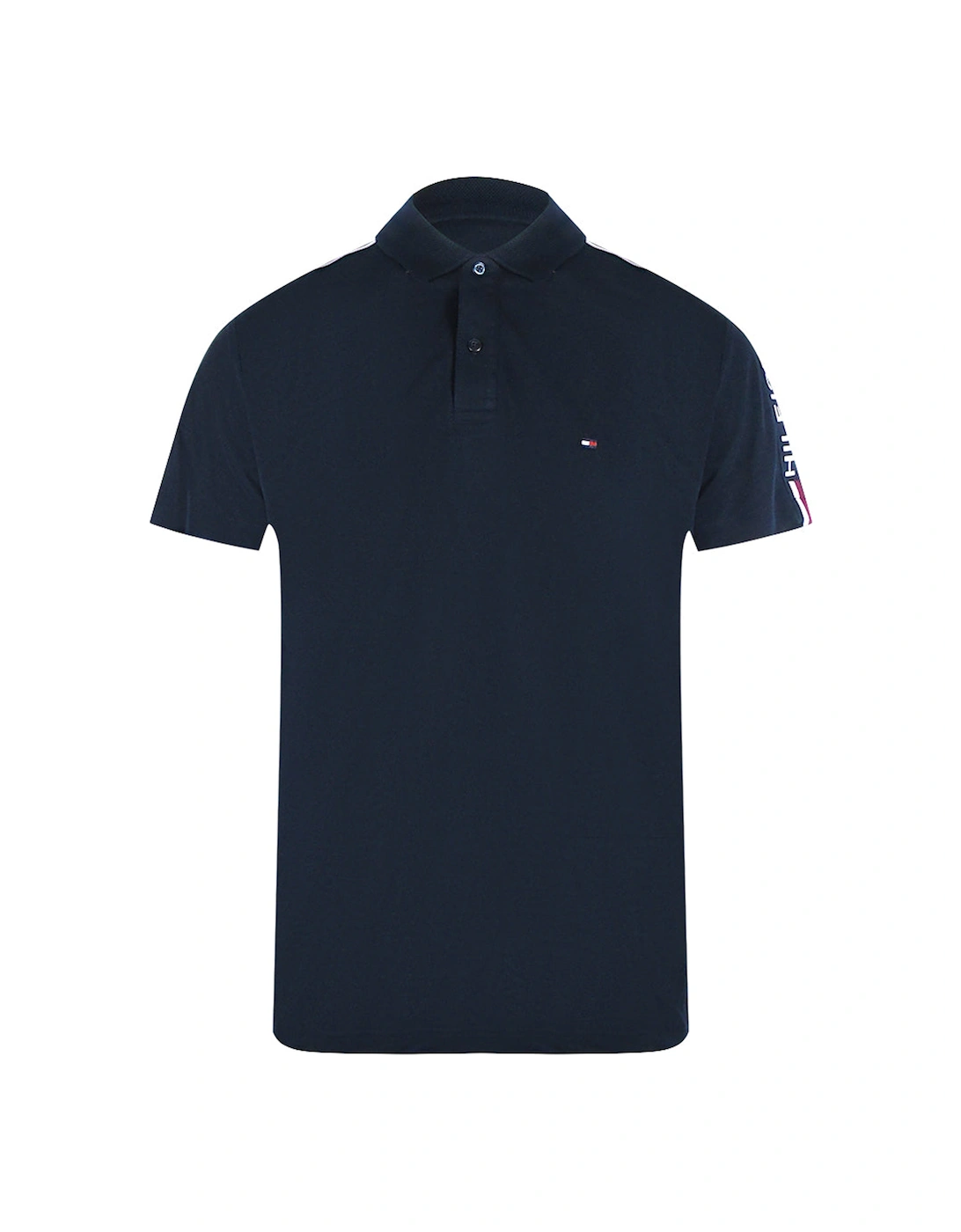 Taped Sleeve Navy Blue Polo Shirt, 4 of 3