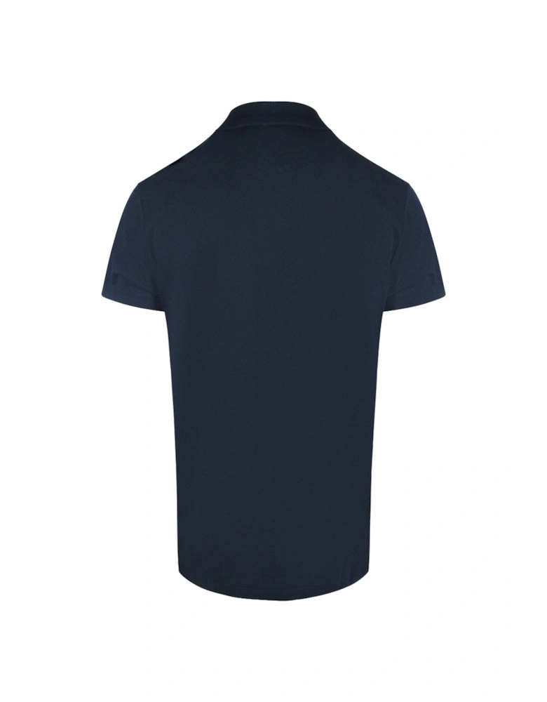 Taped Sleeve Navy Blue Polo Shirt