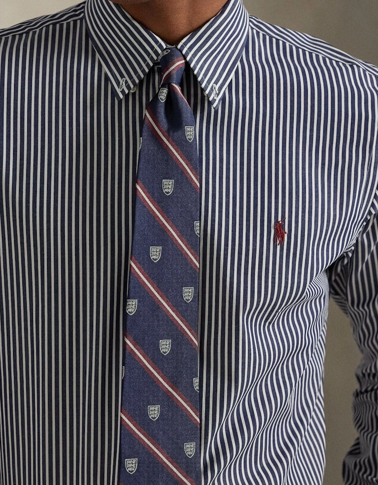 Ralph Lauren Custom Fit Striped Stretch Poplin Shirt - Newport Navy White