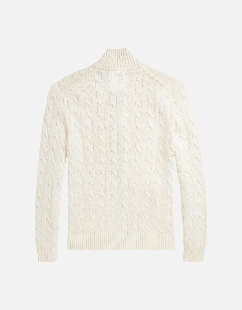 Ralph Lauren Cable-Knit Cotton Full-Zip Sweater - Andover White