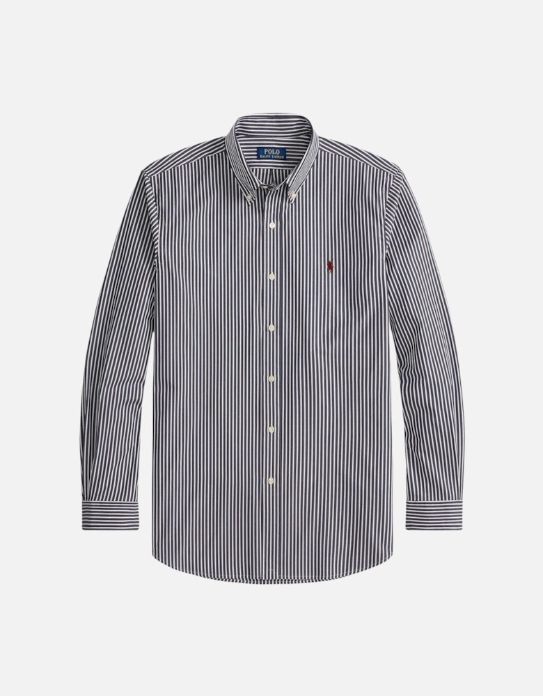 Ralph Lauren Custom Fit Striped Stretch Poplin Shirt - Newport Navy White